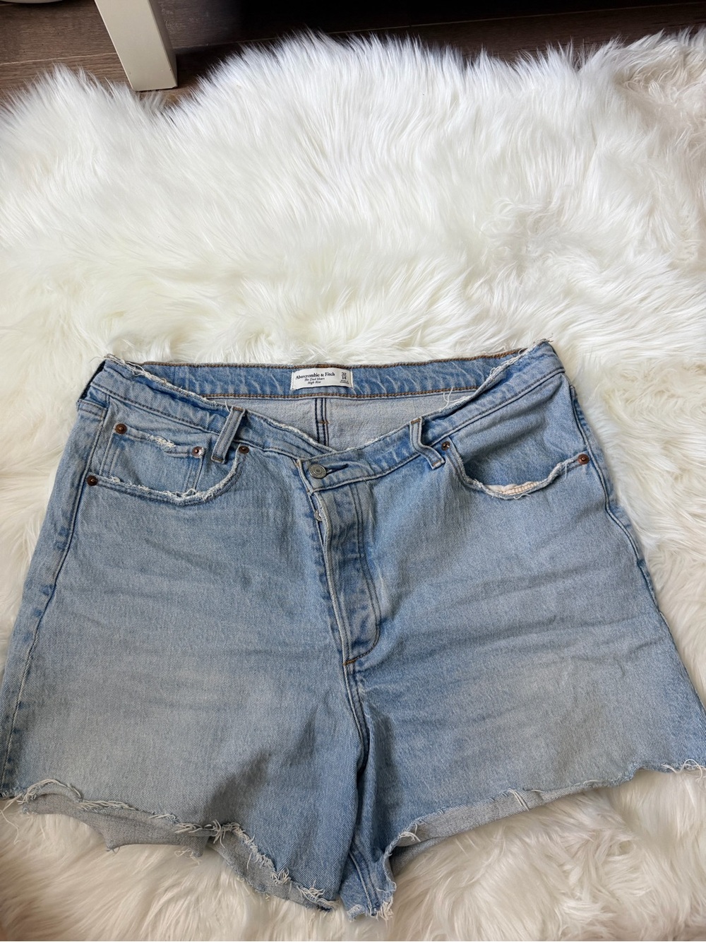 Abercrombie & Fitch Light Blue Denim High-Rise Cutoff Shorts